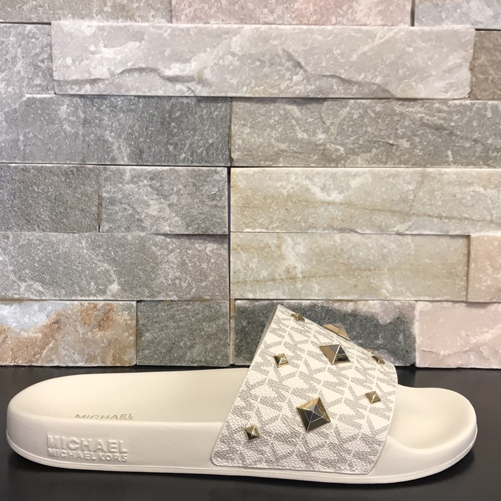 🎁 MICHAEL MICHAEL KORS Gilmore Studded Logo Slide - Picture 4 of 6